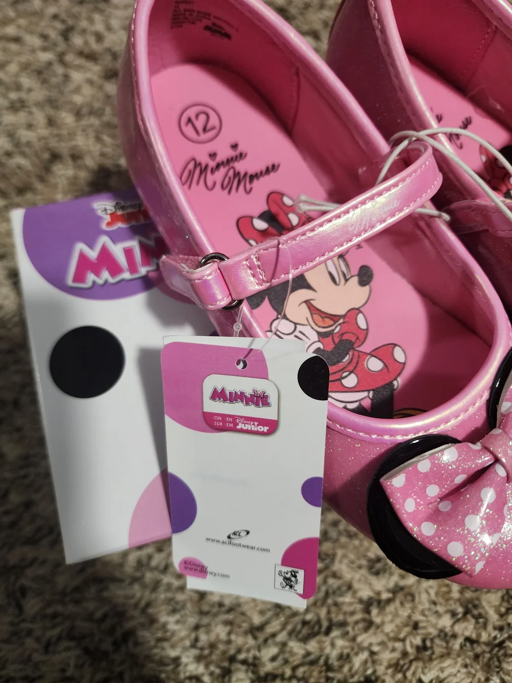 Disney Minnie Mouse Pink Sparkle Girls' Mary Jane Shoes